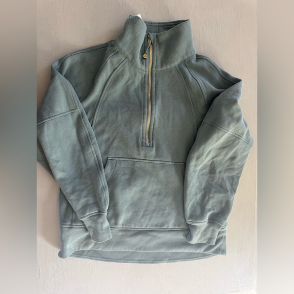 Lululemon Athletica Scuba Oversized Funnel Neck 1/2 Zip Crater Blue Gold XS /S - Picture 3 of 10